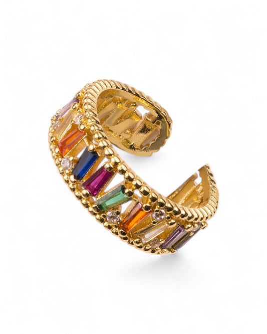 Rainbow Crystal Gold Ring