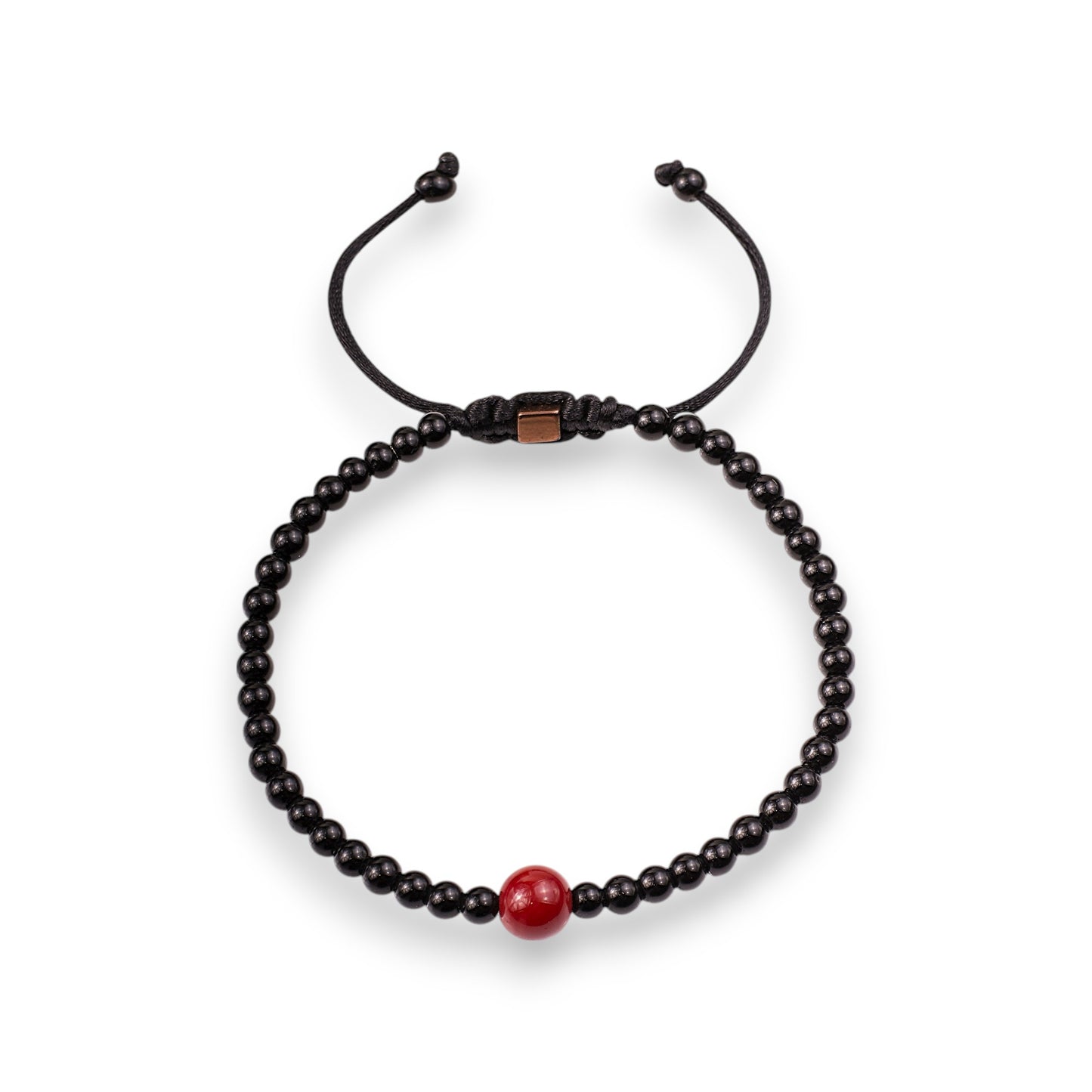 Men’s Onyx Bead Bracelet with Red Jasper Accent