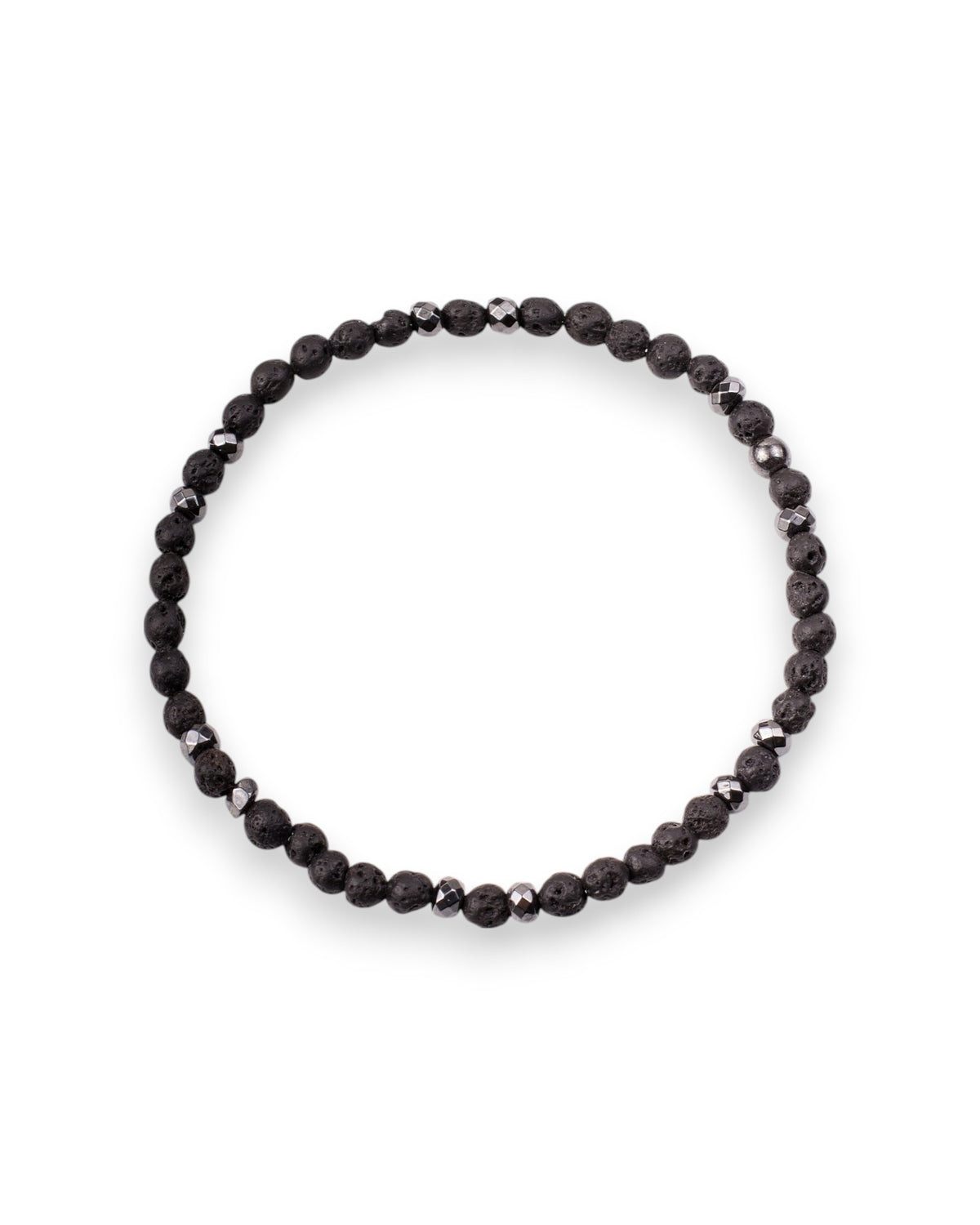 Volcanic Lava Stone Bracelet with Hematite Accents