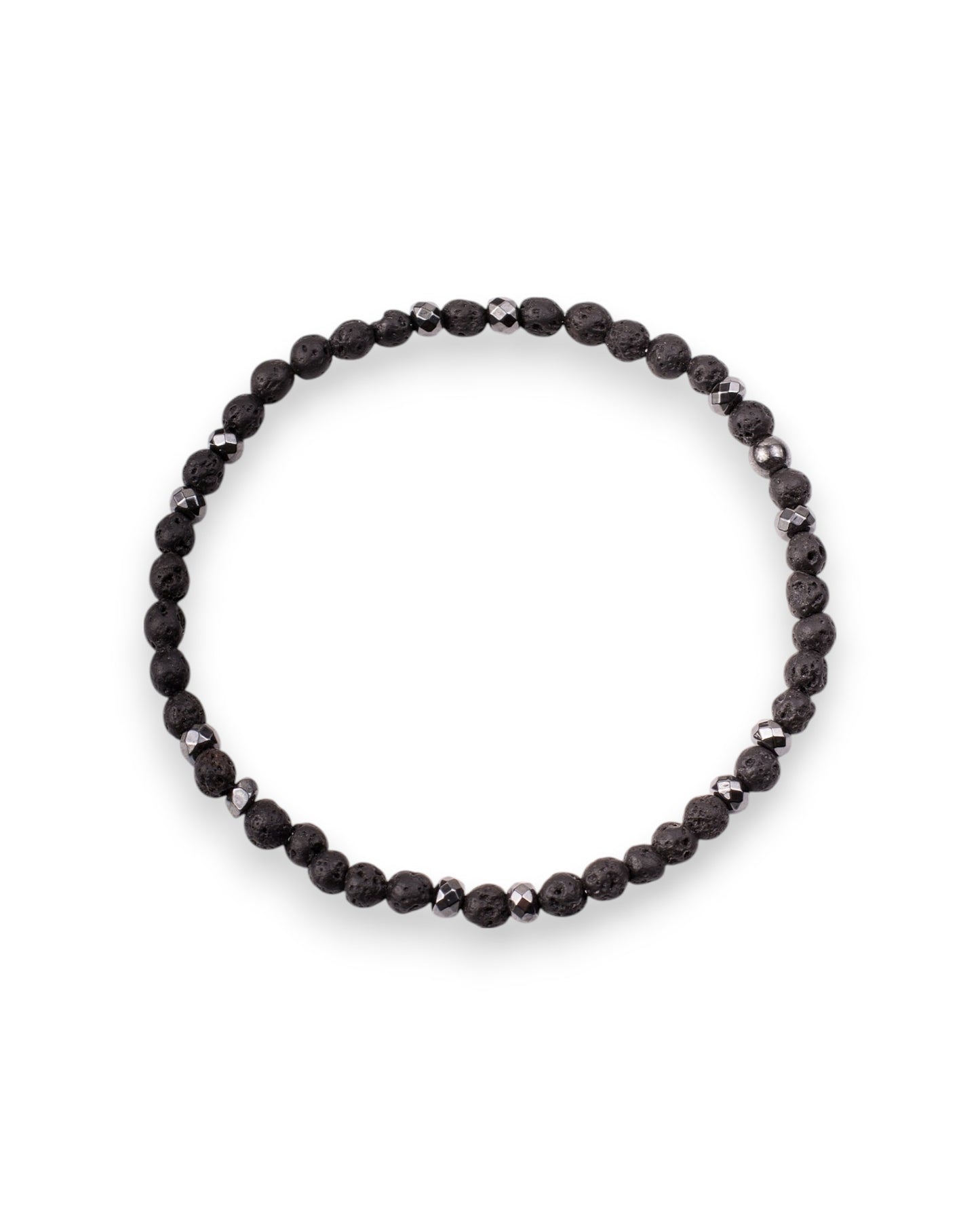 Volcanic Lava Stone Bracelet with Hematite Accents