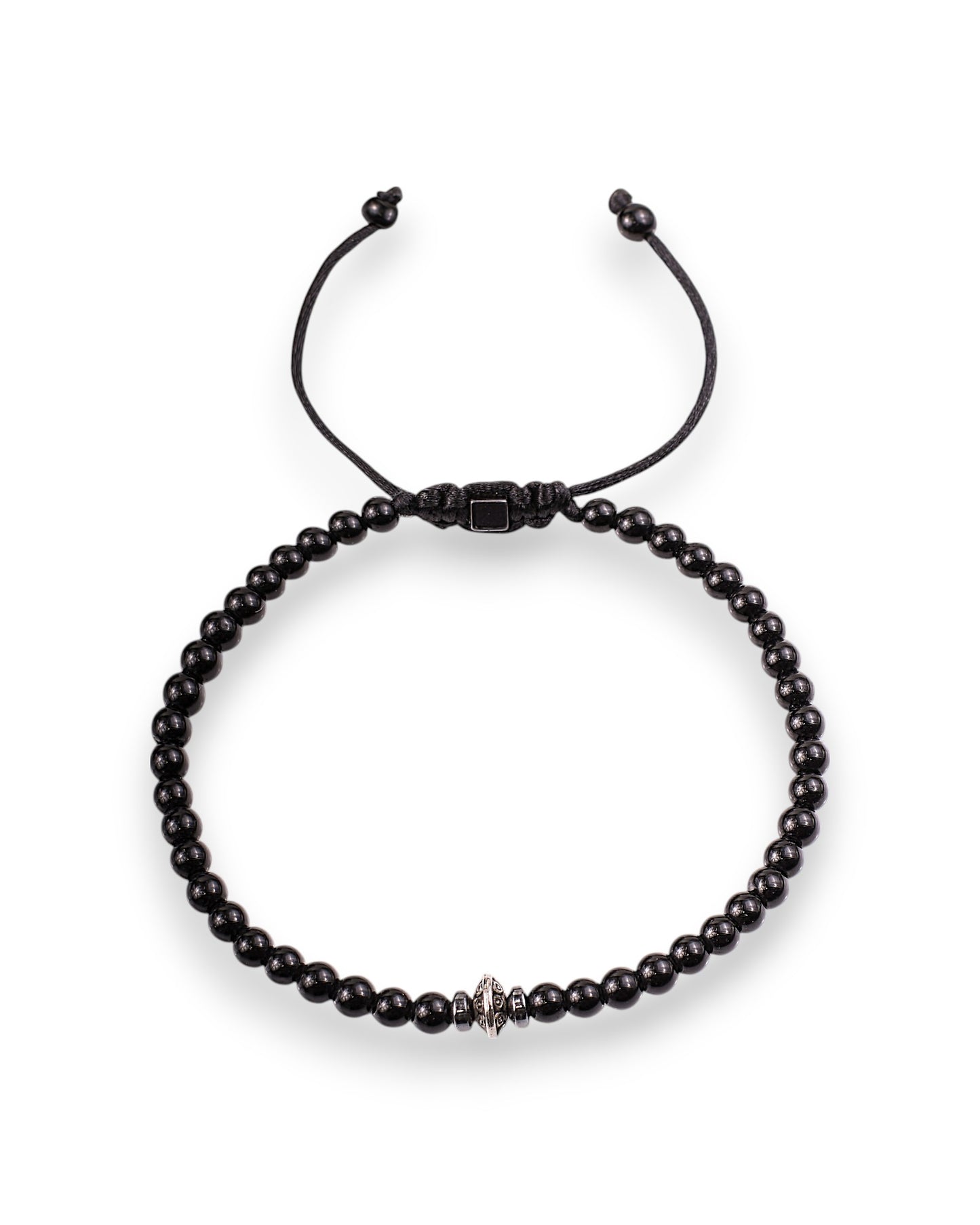 Men’s Adjustable Black Onyx Beaded Bracelet