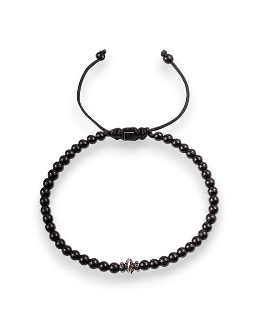 Men’s Adjustable Black Onyx Beaded Bracelet