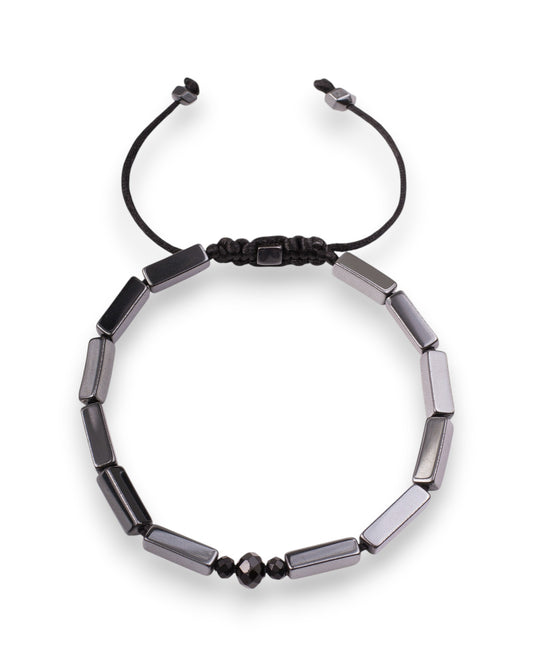 Men’s Bold Hematite Cylinder Bead Bracelet