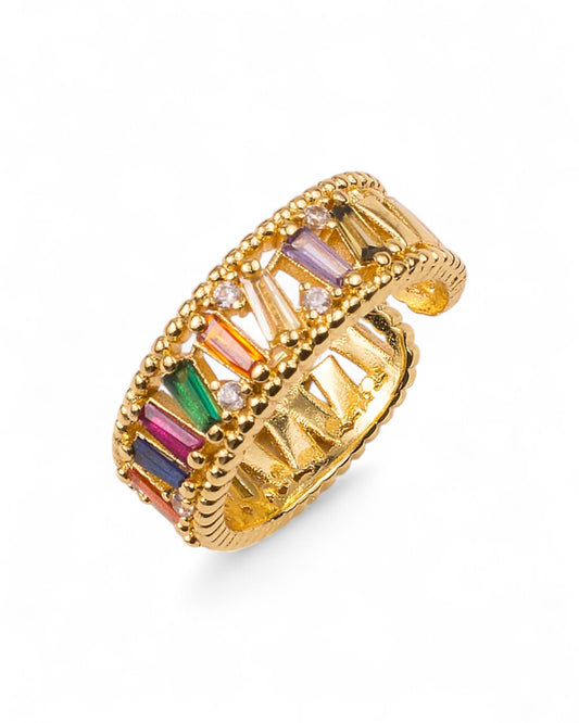 Rainbow Crystal Gold Ring